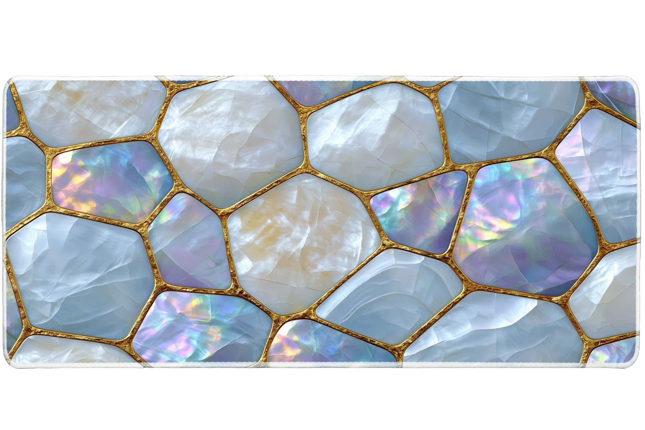 Iridescent Pearl Mosaic desk mat artwork in a wide product view