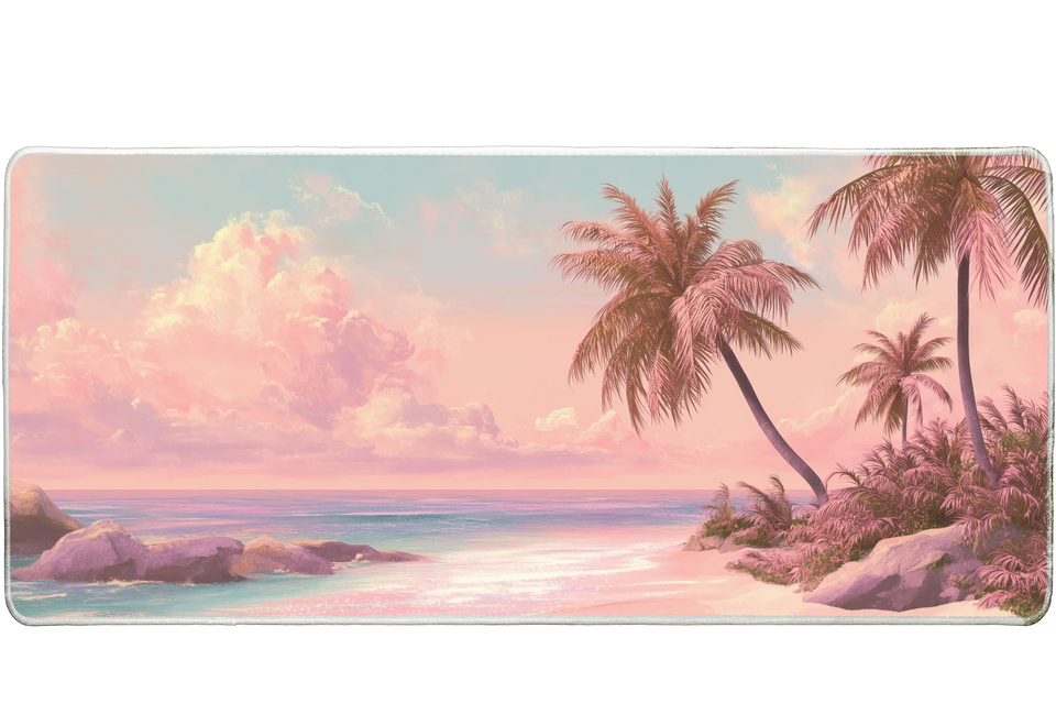 Aesthetic 36x16in custom desk mat, stitched edge – Print My Pad