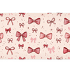 Pink Bow Sparkle Glitter Ribbon desk mat with ribbon illustrations, tiny stars, and a soft pastel