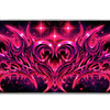 Neon pink cyber tribal abstract desk mat shown in its wide-format artwork view