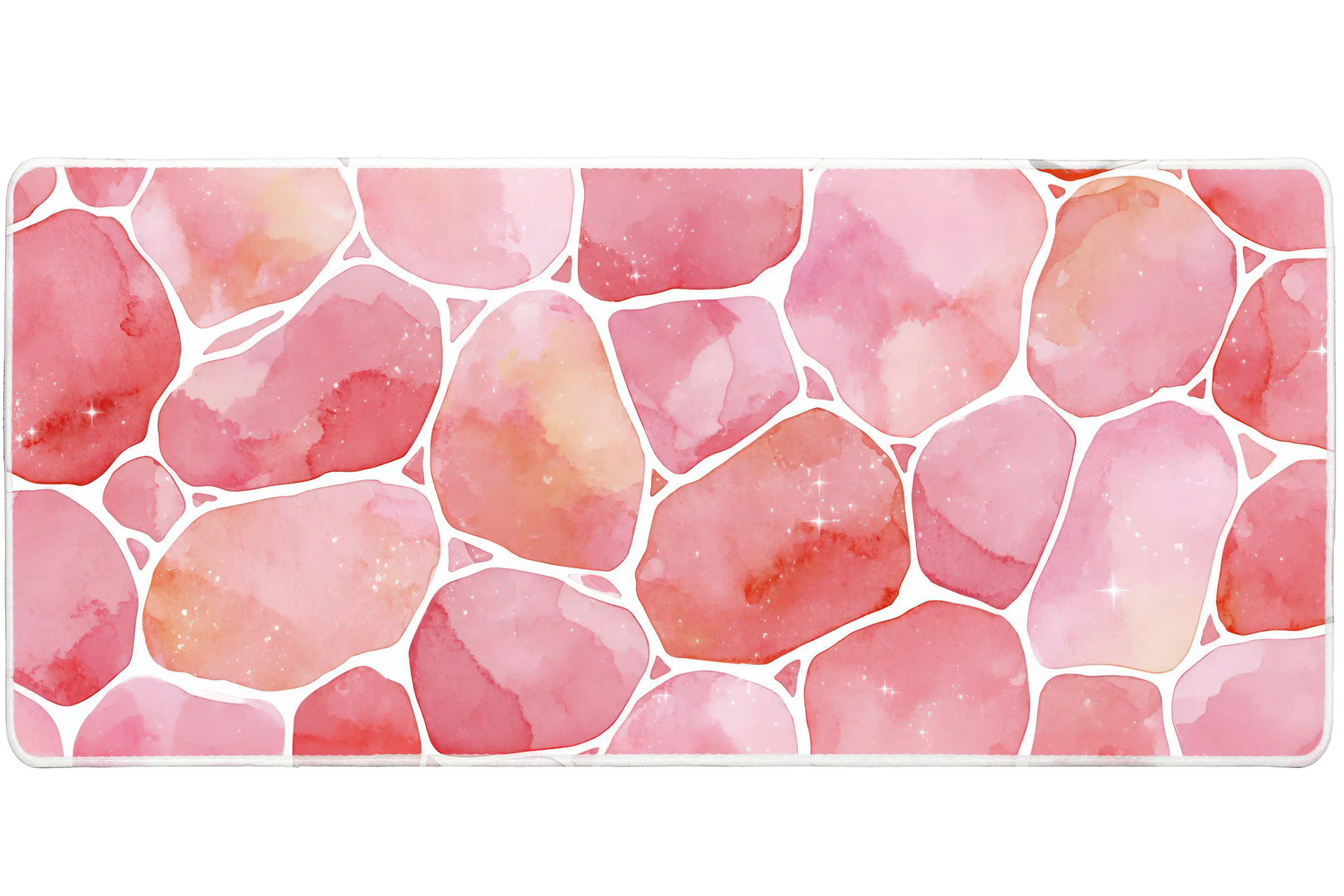 Pink Watercolor Mosaic desk mat artwork in a wide product view