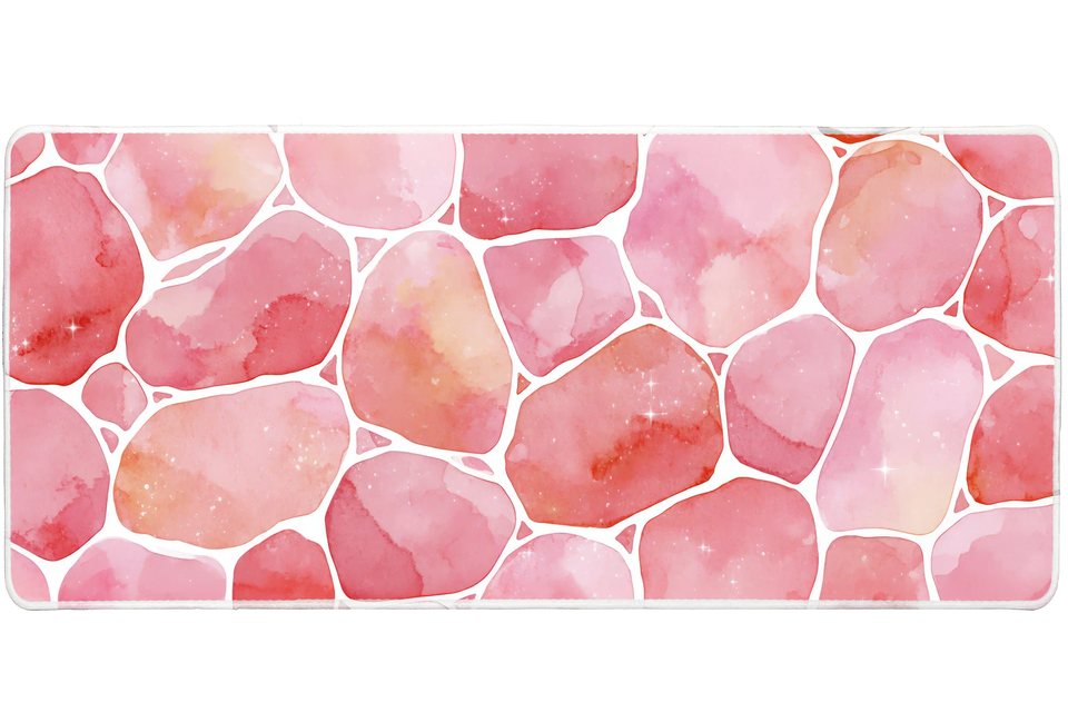 Pink Watercolor Mosaic – Cute Aesthetic desk mat and mouse pad by PrintMyPad