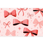 Pink Bow Pattern Sparkle Ribbon desk mat with assorted bows, sparkle details, and a soft pastel