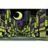 Pixel Art Neon City desk mat artwork in a wide product view