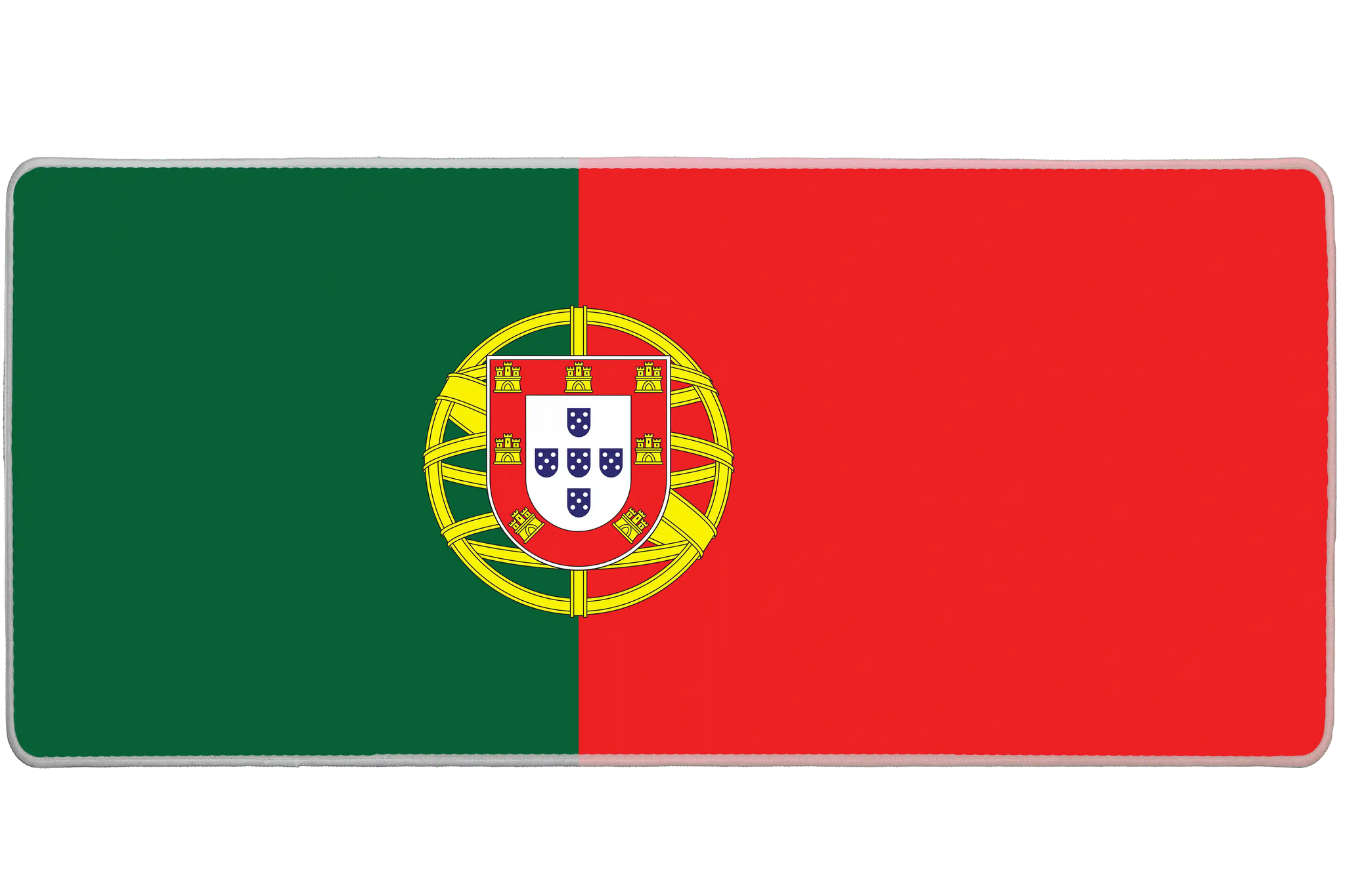 Country 36x16in custom desk pad, stitched edge Portugal flag – Print My Pad