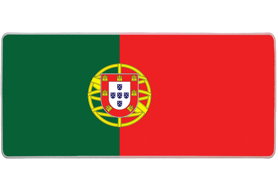 Country 36x16in custom desk pad, stitched edge Portugal flag – Print My Pad
