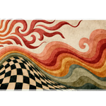 Retro Psychedelic Desert desk mat artwork in a wide product view