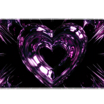 Complete pink and purple chrome heart Y2K artwork printed across a large keyboard and mouse mat