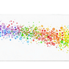 Colorful 90x40cm desk mat with rainbow bubble art on white background – Print My Pad