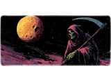 Grim Reaper in Space – Dark Cosmic Skull Art desk mat and mouse pad by PrintMyPad