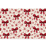 Watercolor Red Bow Sketch Ribbon desk mat with sketch-style bows and a clean cream background