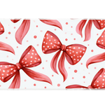 Red Bow Pattern Polka Dot Ribbon desk mat with watercolor bows, polka dots, and soft scattered accents