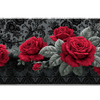 Red Rose Gothic Dark Floral Pattern desk mat with bold crimson roses, grey leaves, and a dark vintage
