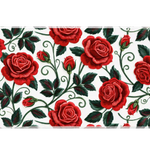 Red Rose Embroidery desk mat artwork in a wide product view
