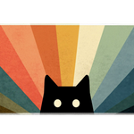 Retro Black Cat desk mat artwork in a wide product view