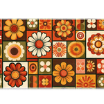Retro 70s Floral desk mat artwork in a wide product view