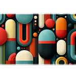 Retro Geometric Abstract desk mat artwork in a wide product view