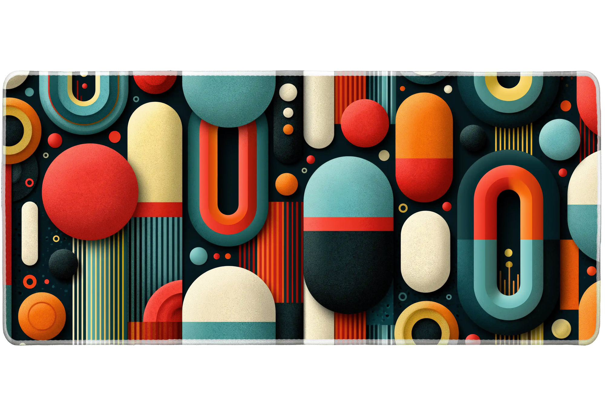 Retro Geometric Abstract desk mat artwork in a wide product view