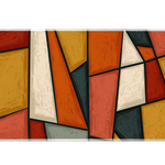 Retro Geometric Desk Mat | Abstract Pattern Mouse Pad artwork on an extended desk mat with warm retro geometric pattern