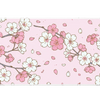 Pink Cherry Blossom Scattered Sakura desk mat with delicate pink sakura flowers, white petals