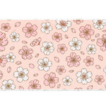 Pink Sakura Pattern Line Art Blossom desk mat with line-art blossoms, delicate petals, and a soft pink