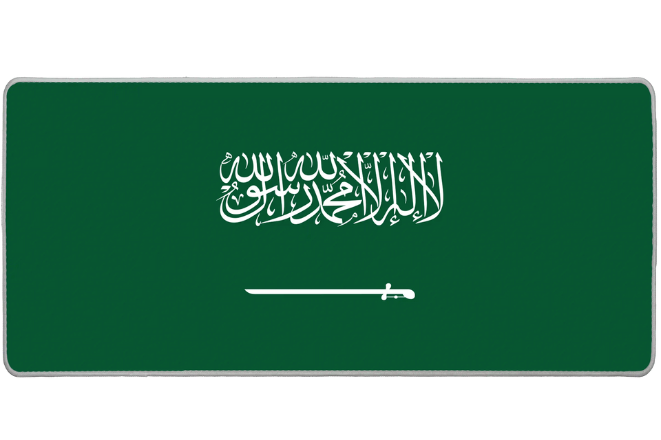 Country 36x16in Saudi Arabia custom desk mat, stitched edge – PrintMyPad
