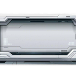 White sci-fi futuristic tech panel artwork on an extended desk mat for a full keyboard and mouse layout