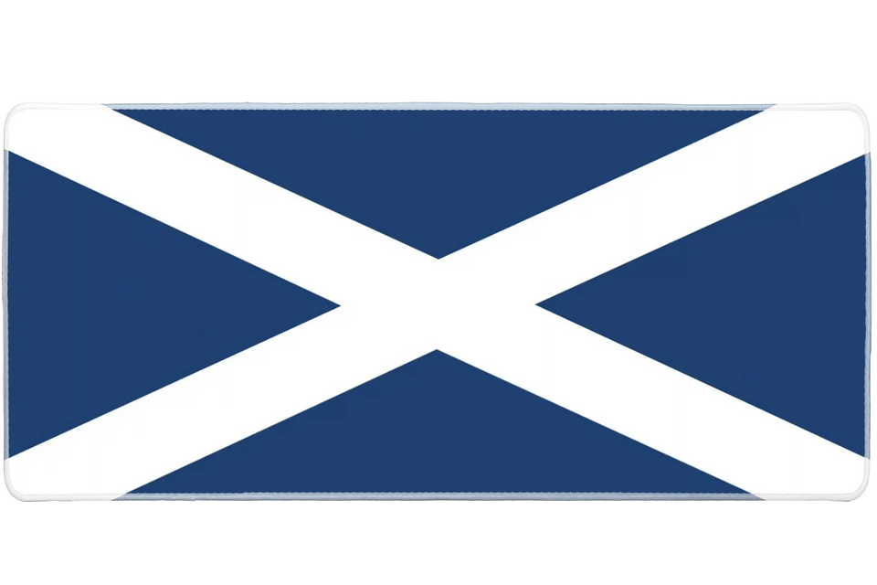 Country 36x16in custom desk mat, stitched edge Scotland flag – PrintMyPad