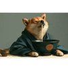 Wide Shiba Inu ramen noodles desk mat displaying the complete artwork across a desktop