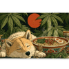 Extended mouse pad featuring the full sleeping Shiba Inu ramen garden design for work or gaming