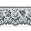 Silver Lace Rose Embroidered Floral desk mat with scalloped borders, delicate floral details, and soft