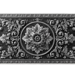 Silver Ornate Floral Baroque Pattern desk mat with baroque-inspired scrollwork, embossed-style flower