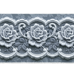 Silver Rose Lace Scalloped Floral desk mat with soft grey roses, scalloped lace accents, and a refined