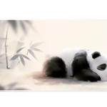 Sleeping panda bamboo watercolor desk mat shown in its wide-format artwork view