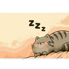 Sleeping Tabby Cat Desk Mat | Cozy Kawaii Mouse Pad artwork on an extended desk mat with soft pastel sleeping tabby artwork