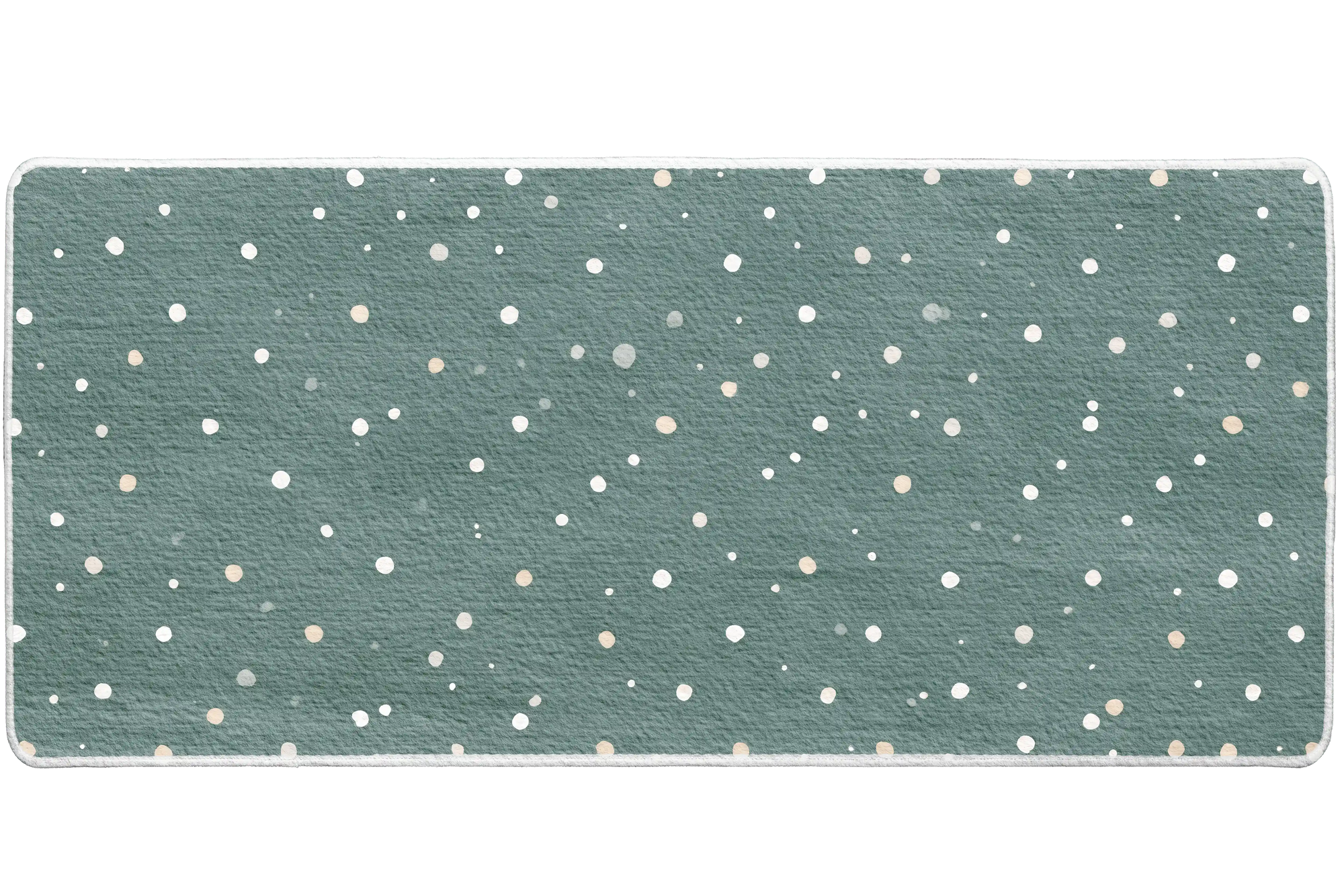 Minimal Snow Dot Desk Mat | Green Abstract Mouse Pad artwork on an extended desk mat with minimal green snow dot pattern
