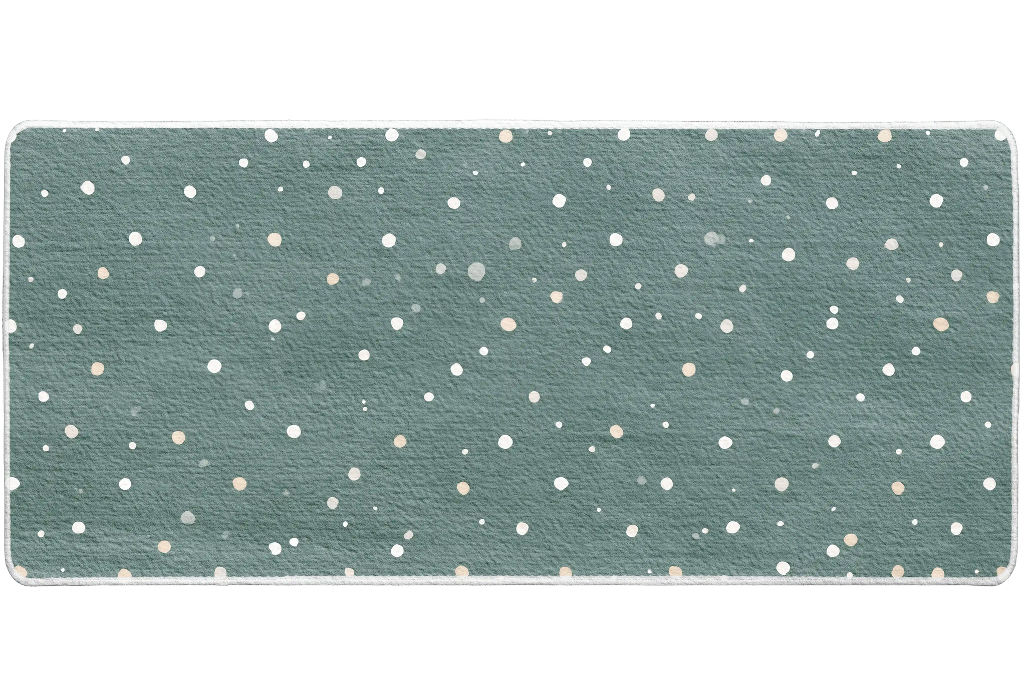 Minimal Snow Dot Desk Mat | Green Abstract Mouse Pad artwork on an extended desk mat with minimal green snow dot pattern