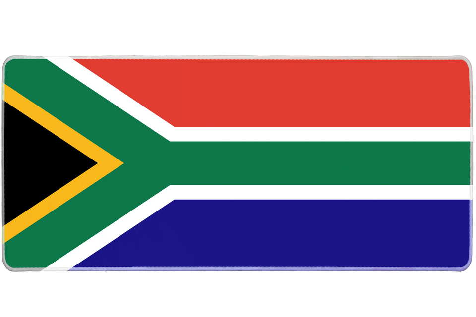Country 36x16in custom mouse pad, stitched edge South Africa flag – PrintMyPad