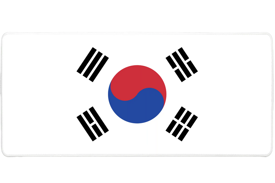 Country 900x400mm custom desk mat, non-slip rubber South Korea flag – Print My Pad