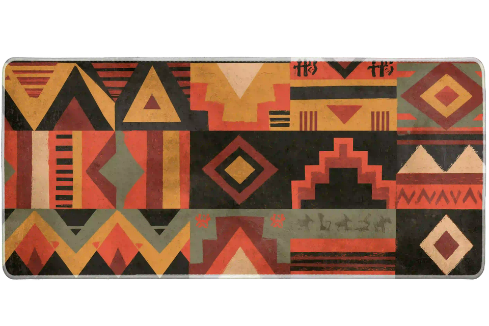 Southwestern Geometric desk mat artwork in a wide product view