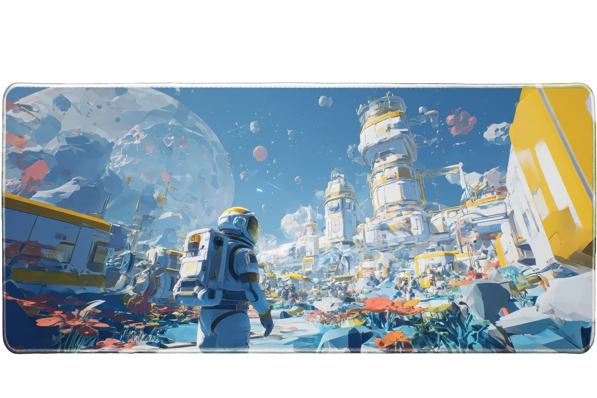 Space 36x16in custom desk mat, stitched edge – Print My Pad