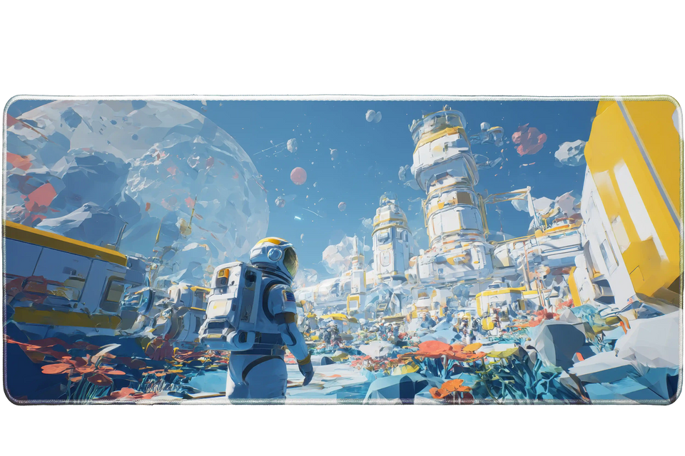 Space 36x16in custom desk mat, stitched edge – Print My Pad