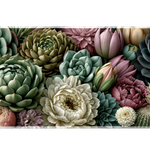 Succulent Floral Garden desk mat artwork in a wide product view