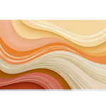 Warm Sunset Abstract Waves desk mat artwork in a wide product view