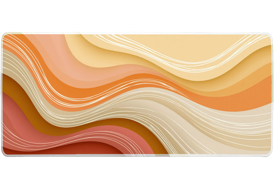 Warm Sunset Abstract Waves – Modern desk mat and mouse pad by PrintMyPad