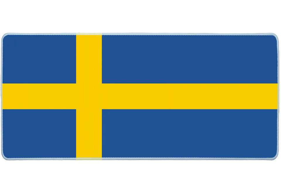 Country 36x16in custom mousepad, stitched edge Sweden flag – Print My Pad