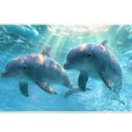Swimming Dolphins Ocean desk mat artwork in a wide product view