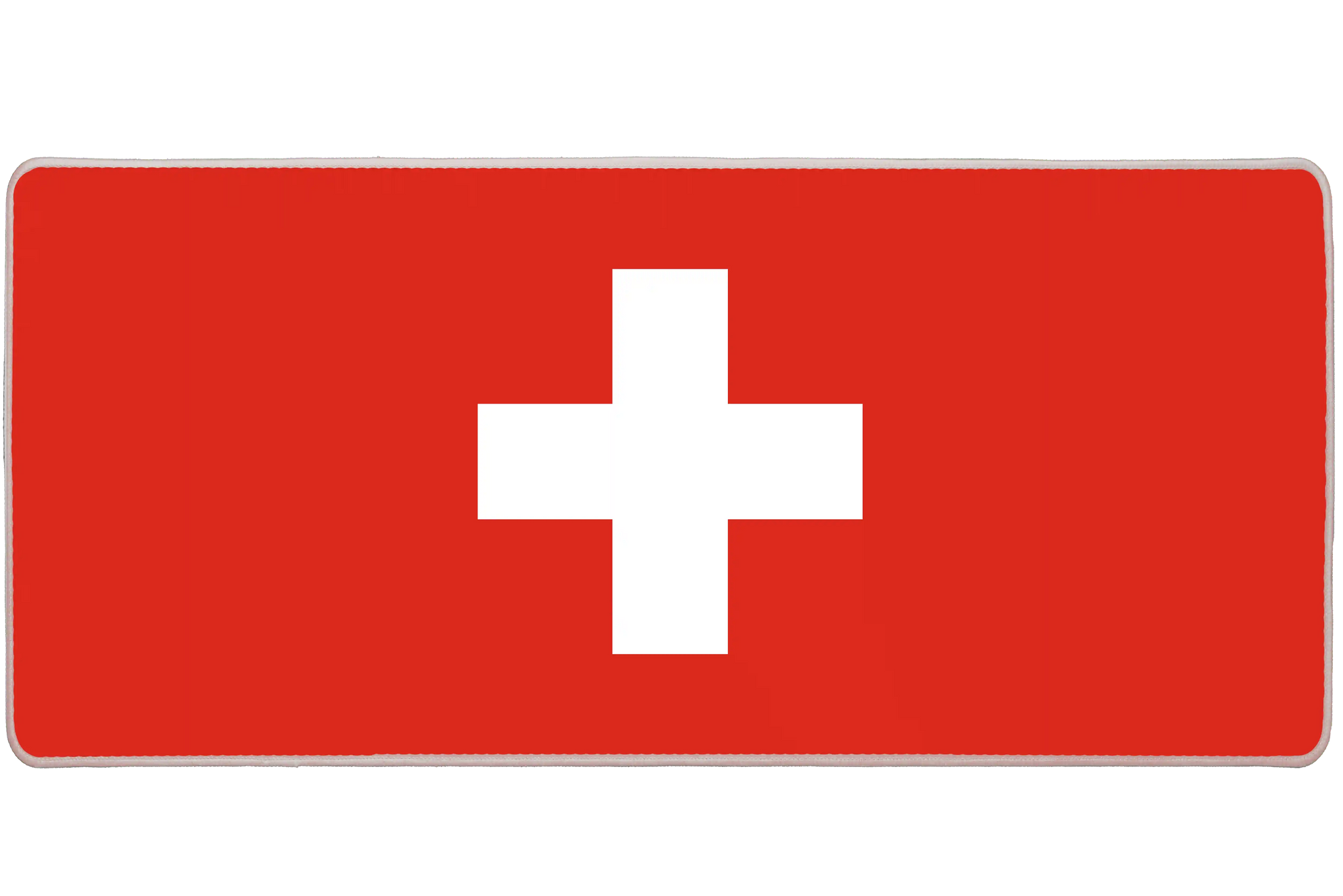 Country 36x16in custom desk pad, stitched edge Switzerland flag – PrintMyPad