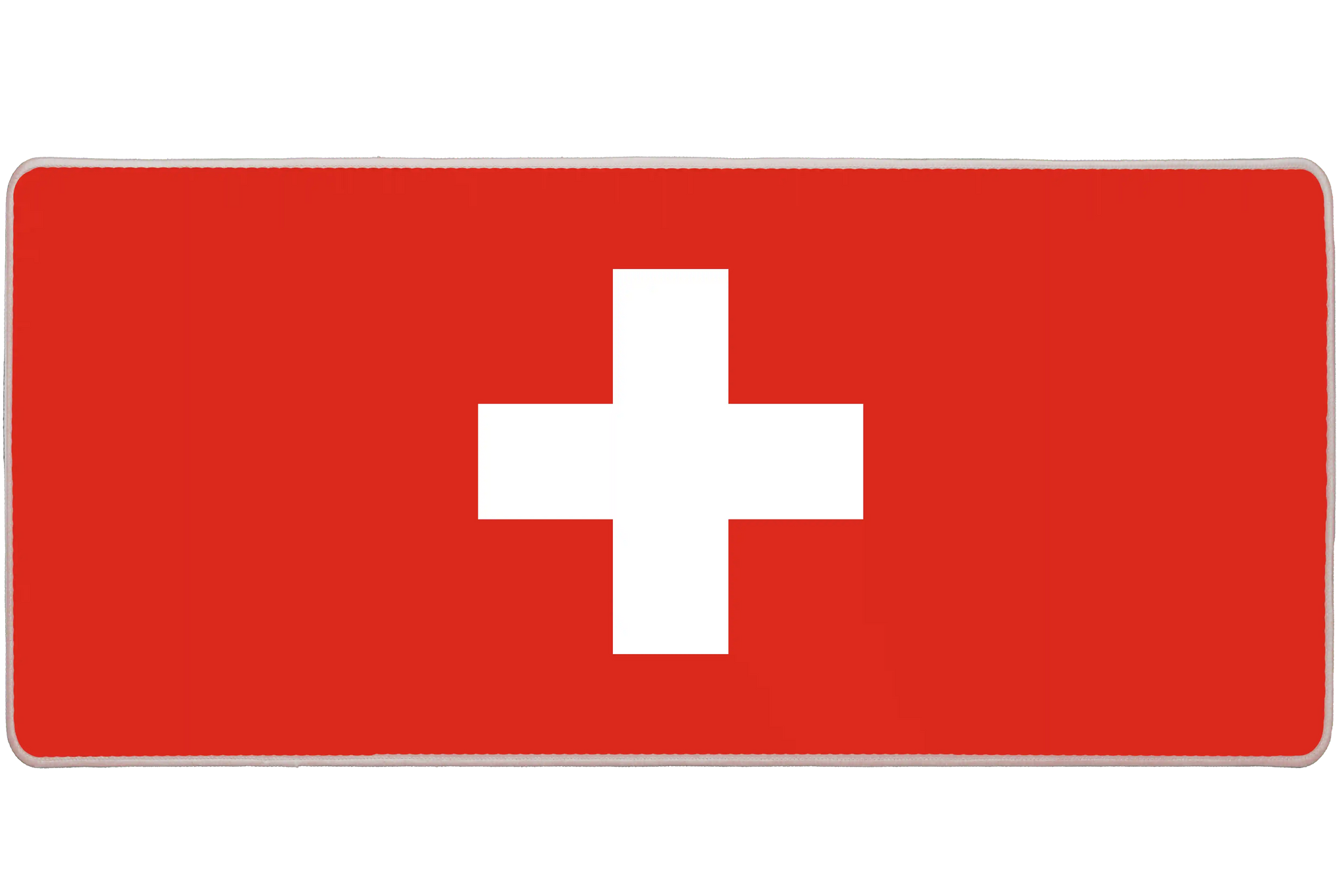 Country 36x16in custom desk pad, stitched edge Switzerland flag – PrintMyPad