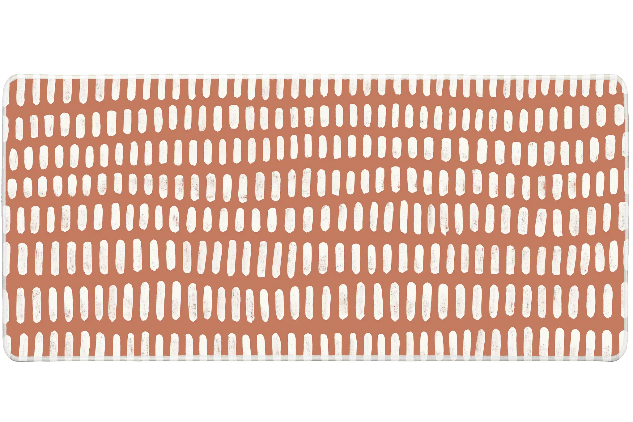Minimal Terracotta Dash desk mat artwork in a wide product view